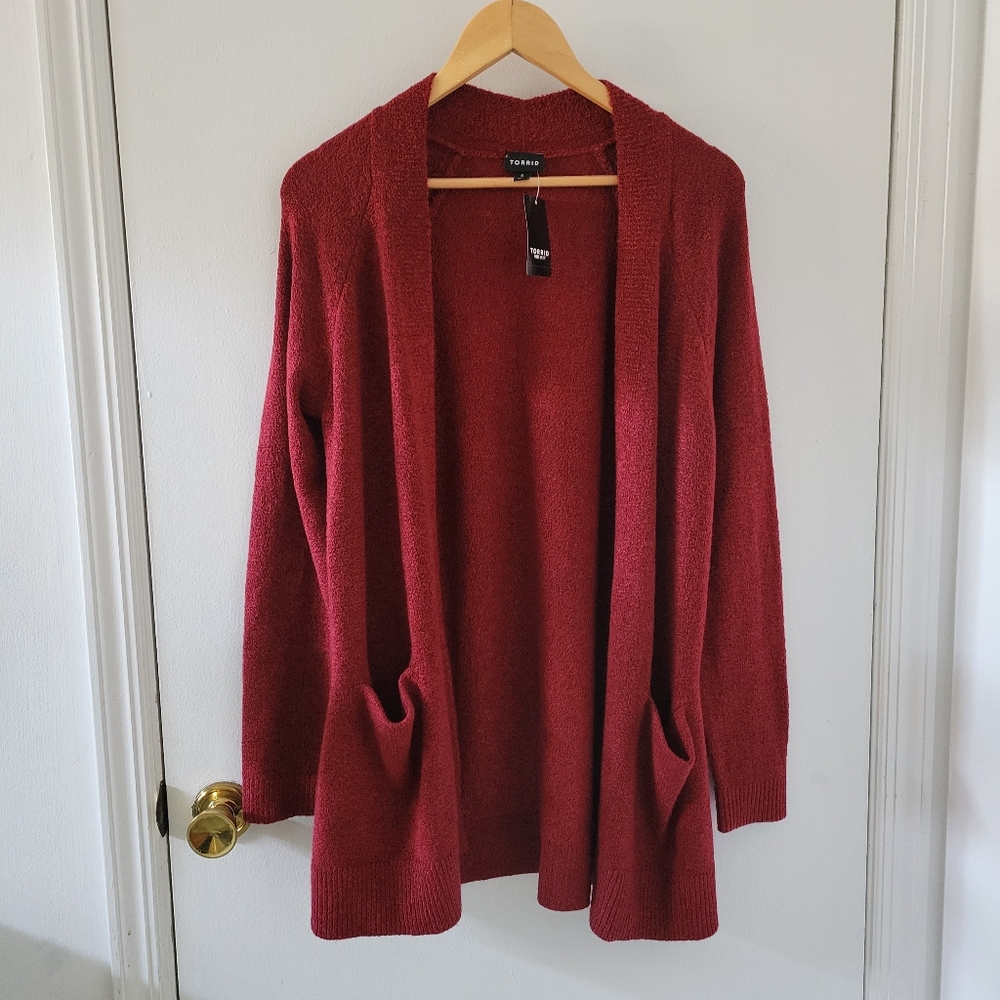 Torrid || Red Longline Open Cardigan